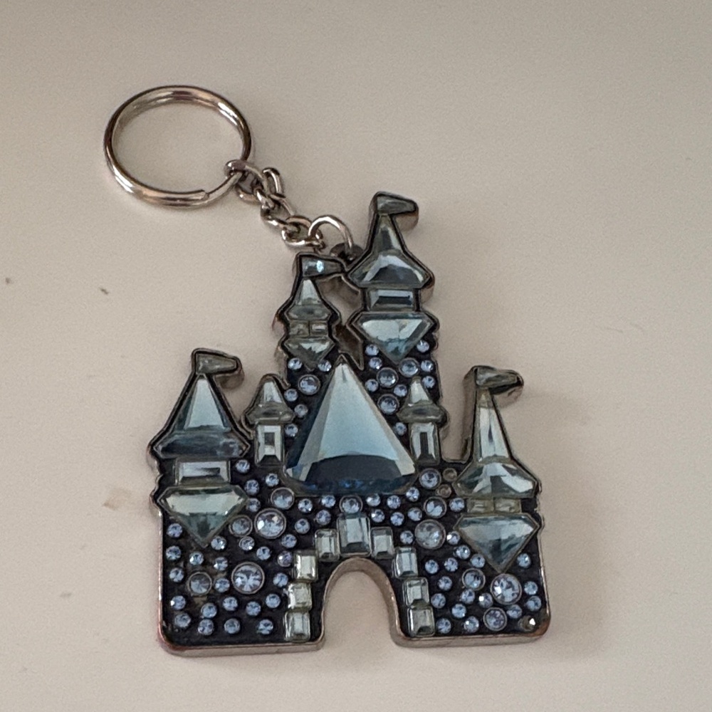 Disney Silver Disneyland 60 Castle Keychain Pendant